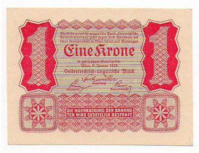 2 Cédulas da Áustria - 1 e 2 Kronen - 1922