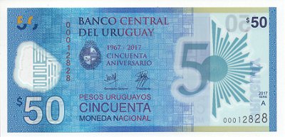 Cédula de 50 Pesos de polímero do Uruguai