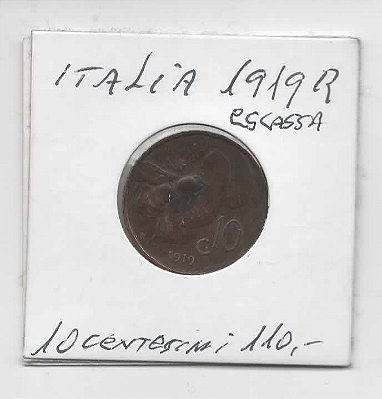 Moeda da Itália - 10 Centésimos 1919R Escassa