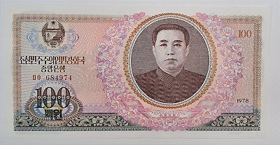Cédula da Coreia do Norte 100 Won - 1978