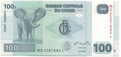 Cédula de 100 Francos do Congo