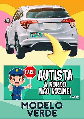 Adesivos de Autismo para Carro (Verde): 'Autismo a Bordo, Não Buzine'