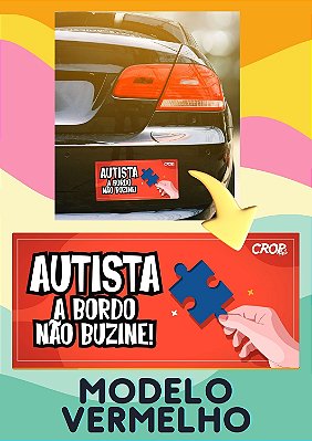 Adesivos de Autismo para Carro (Vermelho): 'Autismo a Bordo, Não Buzine'