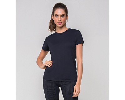 Camiseta com Proteção Solar manga curta Sport Fit Feminina UV.LINE - Preto