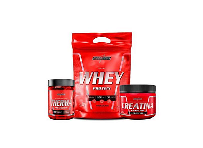 COMBO: Creatina Hardcore IM 300g + Whey 100% Puro sabor Cookies pouch 907g  + Therma 60 capsulas(BRINDE)  - INTEGRALMEDICA