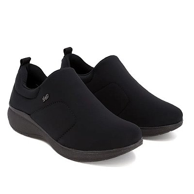 Tênis Slip On Preto Elastano Detalhe Costura na cor preta - Usaflex