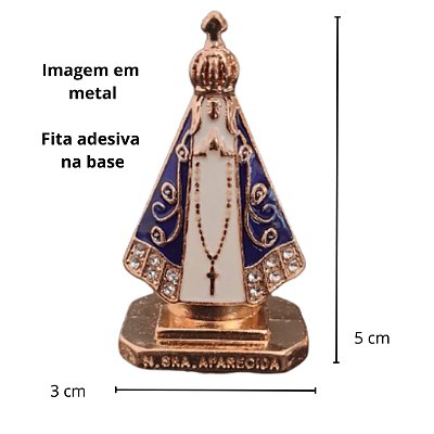 KIT 03 Imagem Nossa Senhora Aparecida Metal painel carro escritorio 5 cm promocao dourada dupla face