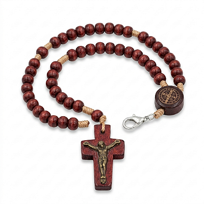 Terço Madeira de Pulso São Bento Aparecida KIT 03 unidades