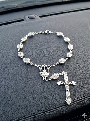 Terço Dezena De Carro Nossa Senhora Aparecida Metal Premium Luxo