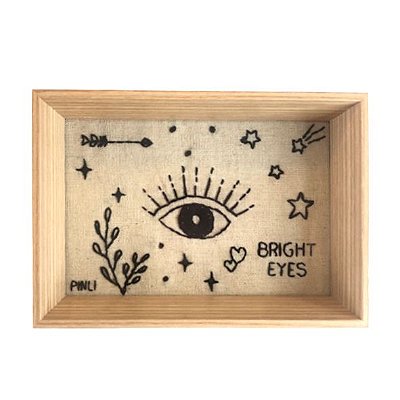 Quadro de Madeira Natural P BRIGHT EYES Bege