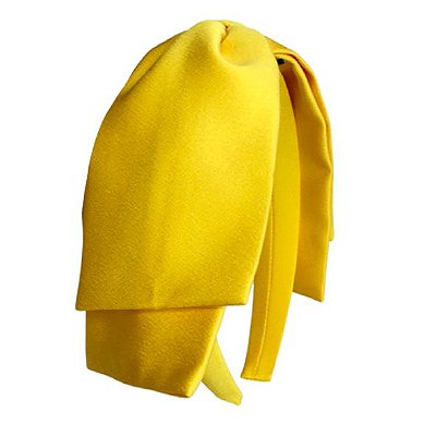 Tiara Maxi Laço Camadas Cetim Amarelo