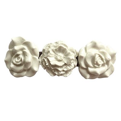 Fivela Flores de Cerâmica Branca