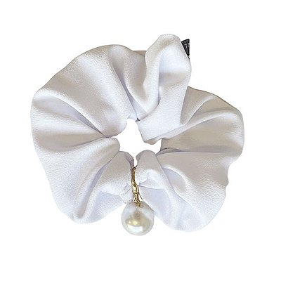 Elástico - Scrunchie Maxi Pérola Crepe Branco