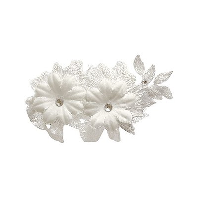 Dupla de Fivela Renda com Flores Branca