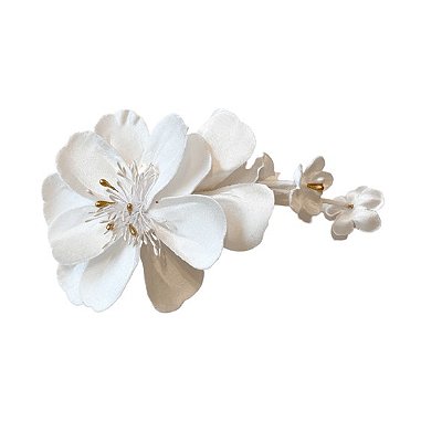 Presilha Flores com Mini Flores de Cetim Branco