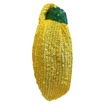 Turbante de Paetê Verde e Amarelo