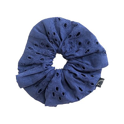 Elástico - Scrunchie Azul Escuro Vazado