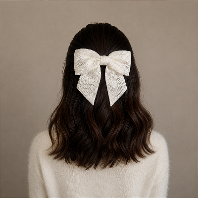 Laço V Off White Renda Mix