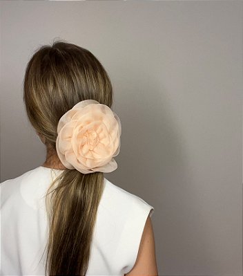 Flor Emily de Organza Rosa Bebê