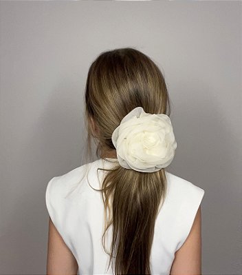Flor Emily de Organza Branca