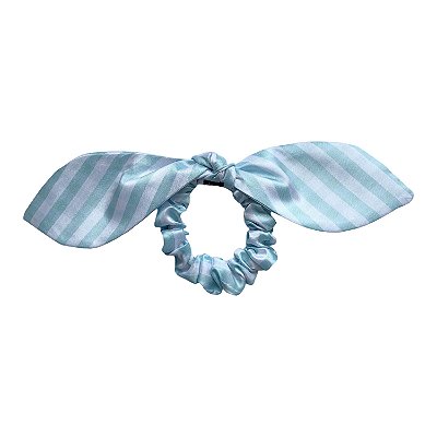 Elástico com Mini Laço Listrado Azul Claro