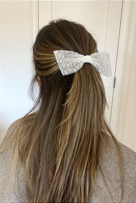 Laço Isabela de Tule Poá Branco