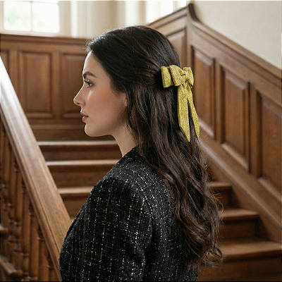 Laço Lívia M de Jacquard Dourado