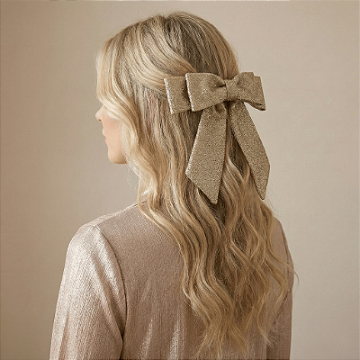 Laço Lívia M de Jacquard Prata