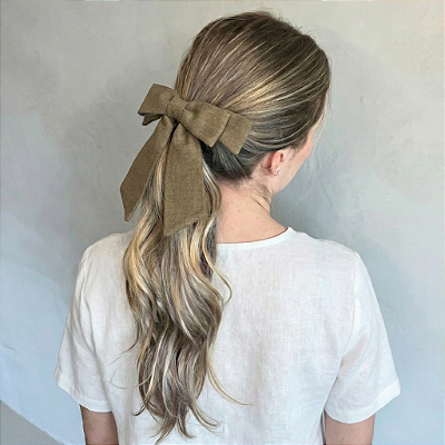 Laço Lívia P de Linho Verde Oliva