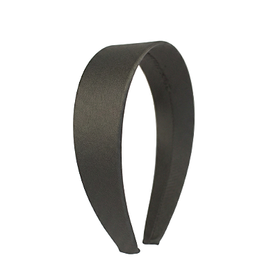 Tiara Flat de Cetim Cinza Chumbo