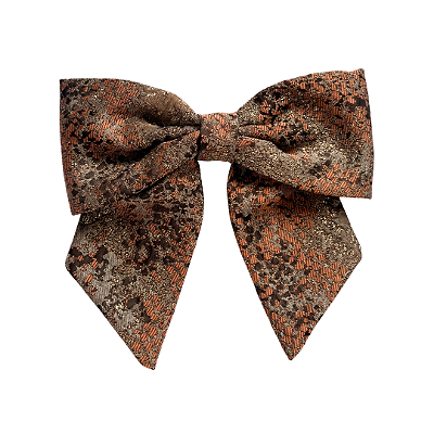 Laço V de Jacquard Marrom Estampado
