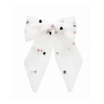 Laço Kids de Tule Branco Estampado