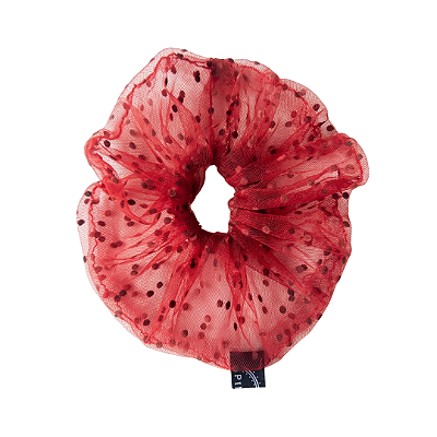 Elástico - Scrunchie de Tule de Poá Vinho