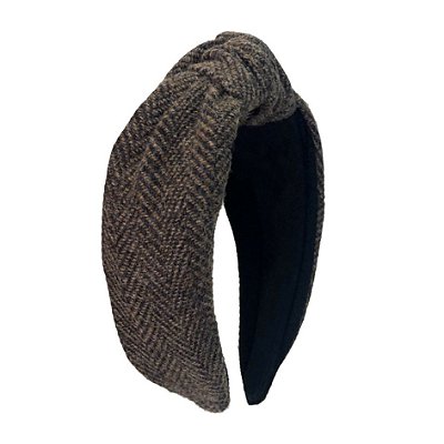 Turbante de Lã  Tweed Marrom Escuro
