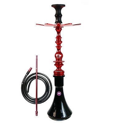 Narguile Completo Médio  Hookah King Royale - Vermelho Vaso Joy Tower Preto