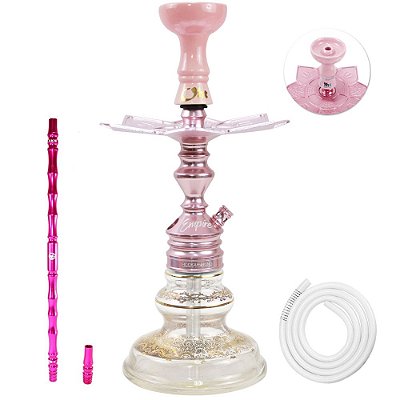 Narguile Completo Empire Hookah King Pequeno- Rose/ Clear
