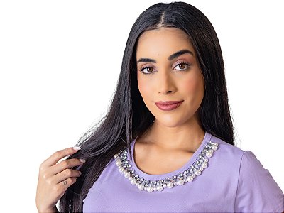 Tshirt Feminina Decote Redondo Lilas Alessa