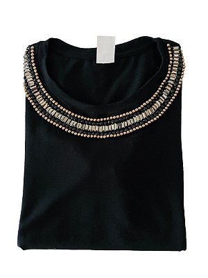 Tshirt Feminina Decote Redondo Preta Nicoly