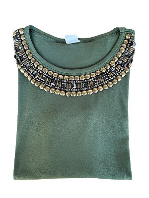 Tshirt Feminina Decote Redondo Verde Gucci Tammy