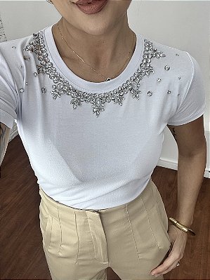 Tshirt Feminina Decore Redondo Branca Lorraine