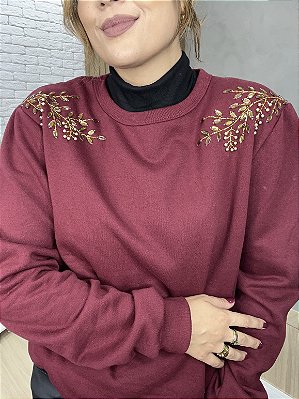 Moletom Feminino Decote Redondo Vinho Soraia