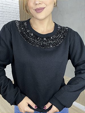 Moletom Feminino Decore Redondo Preto Donatella