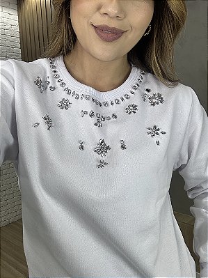 Moletom Feminino Branco Fiona