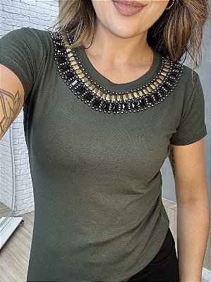Tshirt Feminina Decote Redondo Gucci Monique