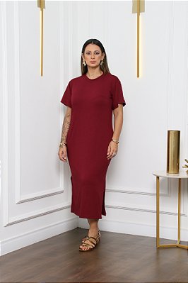 Vestido Midi com Bolso Vinho Joana