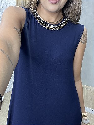 Vestido Midi Evasê Marinho Neiva