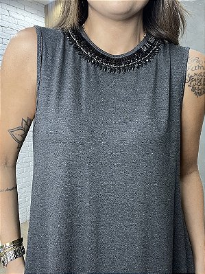 Vestido Midi Evasê Chumbo Sheila