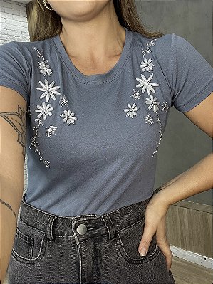 Tshirt Decote Redondo Jeans Dayana