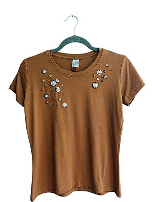 Tshirt Feminina Decote Redondo Caramelo Clarice