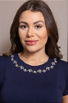 Tshirt Feminina Decote Redondo Azul Marinho Ariel